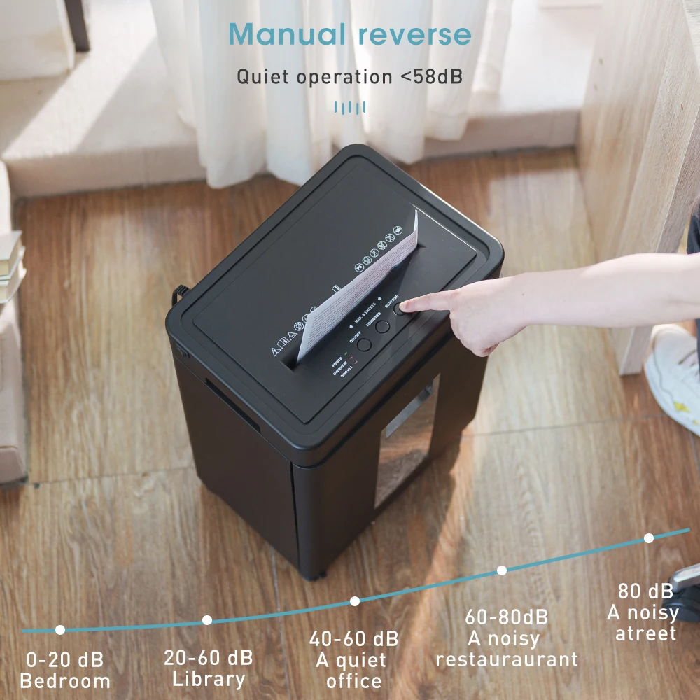 21L Mini-Aktenvernichter, manuell, 14 Blatt, 60 Min. Hochsicherheits-P4 Cross-Cut-Dokumentenzerstörer, Ausrüstung für den Heimgebrauch im Büro