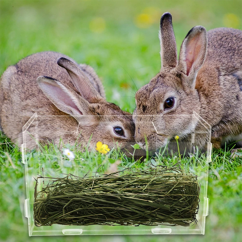 

2pcs Hay Feeder Guinea Pig Holder Rabbit Feeder Transparent Acrylic Container Large Capacity Pet Supplies Storage