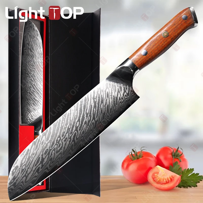 Damascus Chef's Knife Multi-purpose Kitchen Knives Japanese Sushi Cooking Knife Fish Fillet Cutter Cutting Knife Fruit Slicer