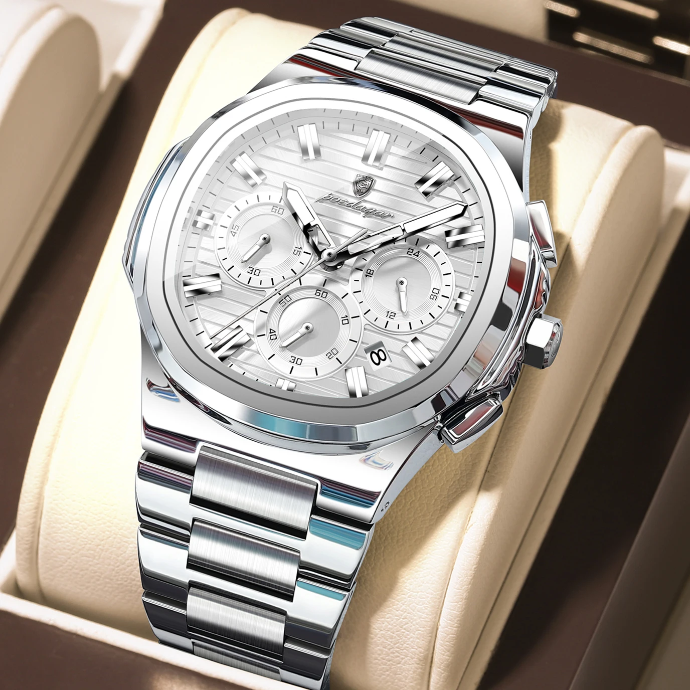 Men's Luminous Waterproof Stainless Steel Chronograph Quartz Watch