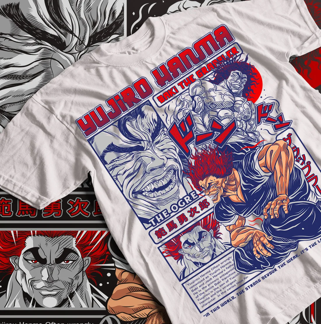 

Baki the Grappler футболка Baki Hanma манга Yujiro Hanma Baki uniex футболка