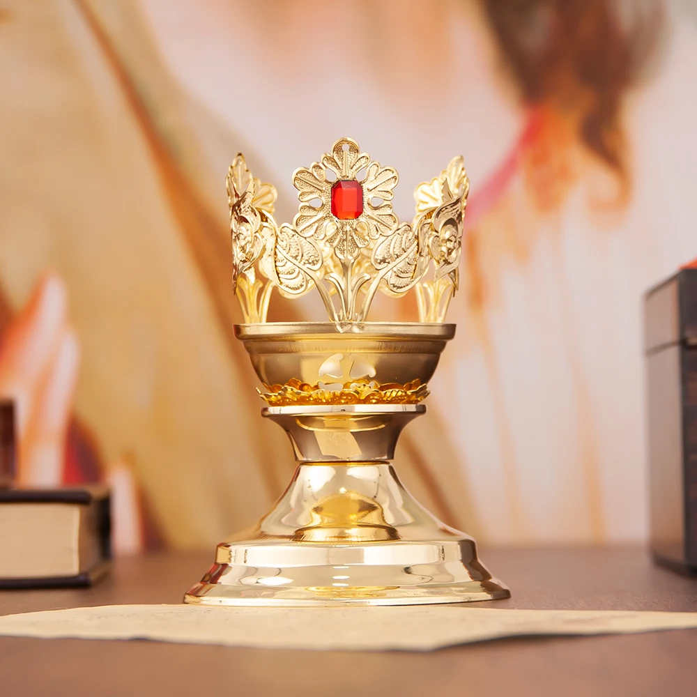 HTISOK Orthodoxer Kerzenhalter, Orthodoxer Kerzenständer, Sakrales Design für Gebetsaltäre, Segensreicher religiöser Kerzenhalter – Detail 8