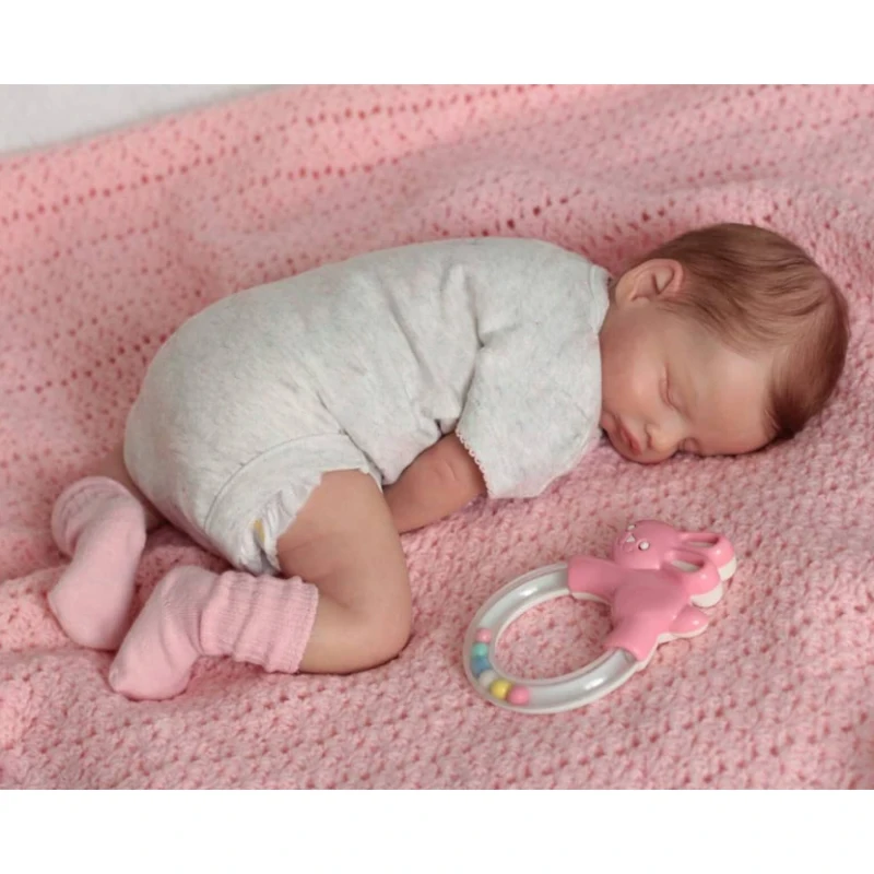 45cm Silicone Reborn Rosalie Lifelike Newborn Sleeping Baby Multi-layers Painting 3D Skin Visible Veins muñecas bebes para niña