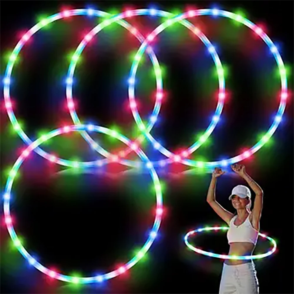 LED Luminous Sports Hoop 60 Diameter Hula Hoop Detachable FitnessCircle Performance Art Abdominal Weight Loss  Fitness Equipment