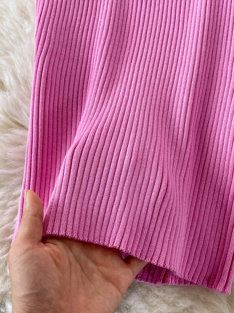 Otoño Invierno 2023 vestido de mujer elegante cruzado con cuello en V cintura delgada vestido ajustado de punto Vestidos coreanos de oficina para mujer