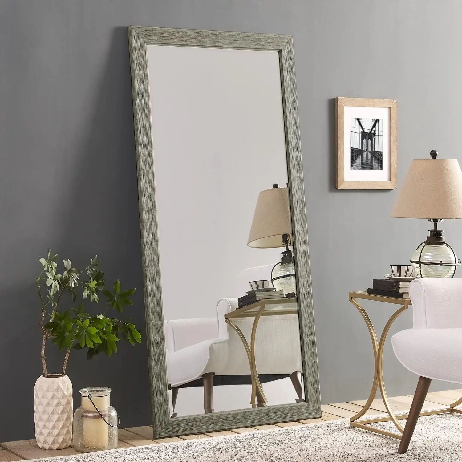 Farmhouse Full-Length Mirror with Wood Frame – Rustic 66