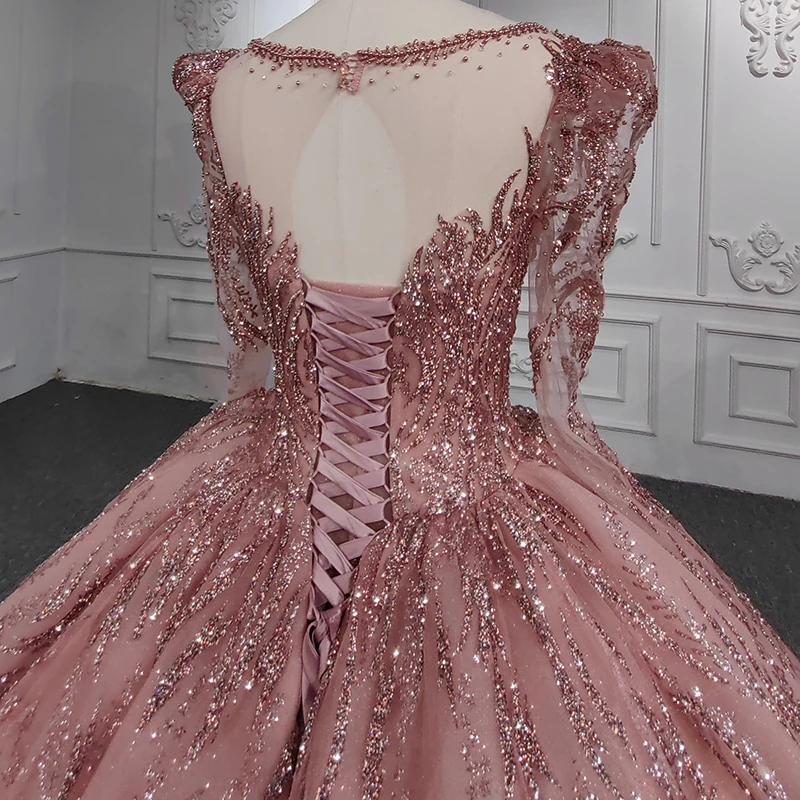 Elegant Prom Dresses 2023 Long Sleeve Lace Beading Sparkle Evening Dresses Modest Formal Dress