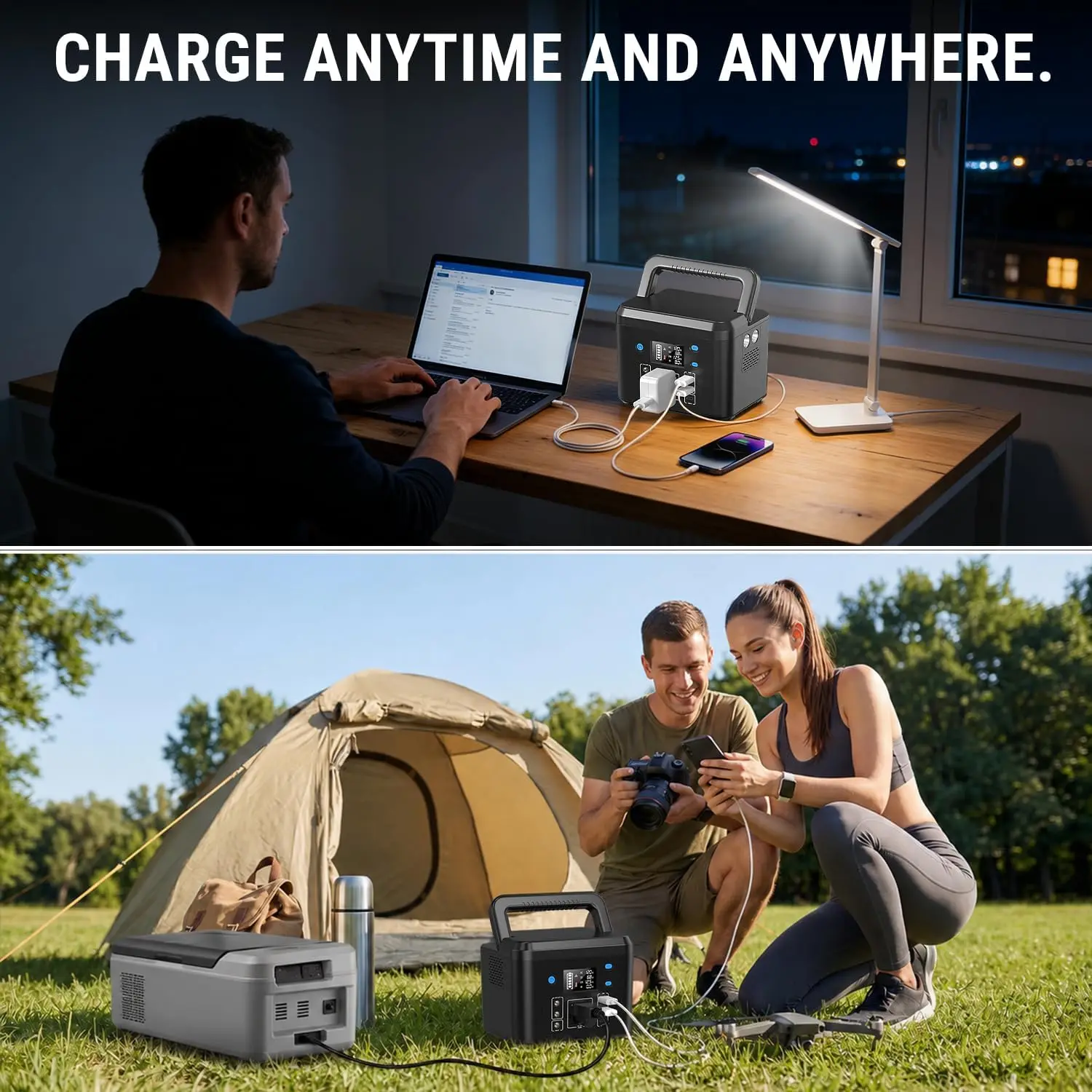 200W Portable Power Station, 192Wh LiFePO4 Solar Generator for Camping | Powkey Battery Powered Power Bank with 120V AC Outlet view 2