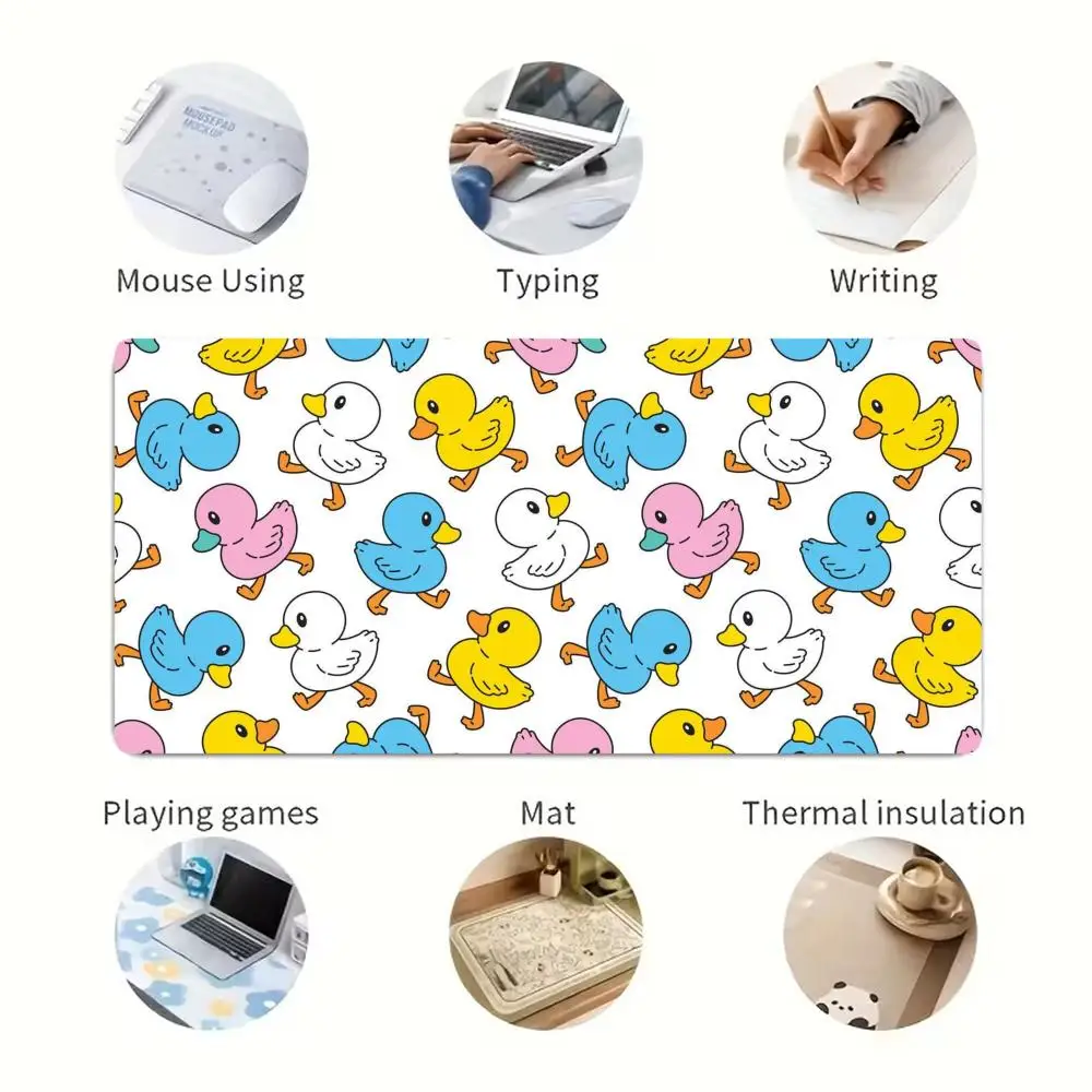 Hand Drawn Line Yellow Rubber Duck Seamless Pattern table mat large size games office  keyboard accessories mousepad laptop