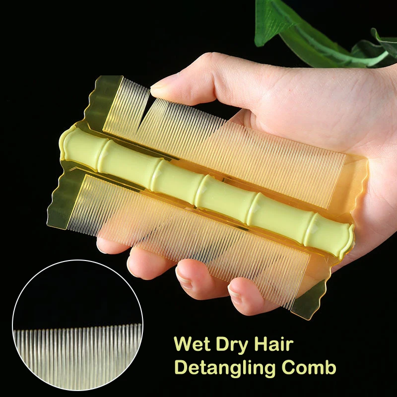 Wet Dry Hair Detangling Comb Bamboo Comb Comb Lice Comb Double-sided Super Dense Teeth To Remove Dandruff Scalp Cleansing