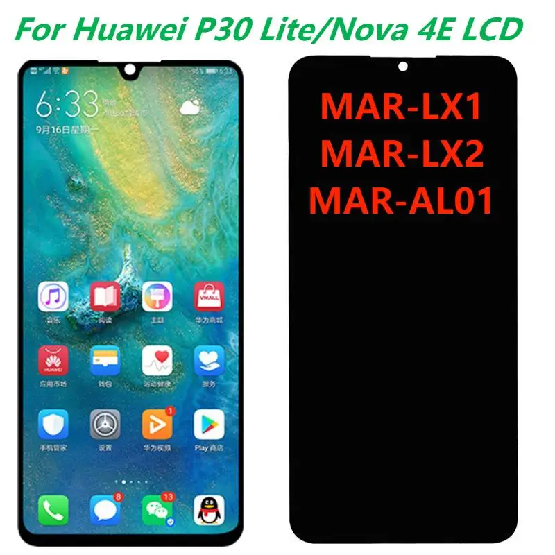 Original 6.15  P30 Lite LCD Display With Frame For Huawei P30 Lite/Nova 4E MAR-LX1 LX2 AL01 LCD Touch Screen Digitizer Assembly