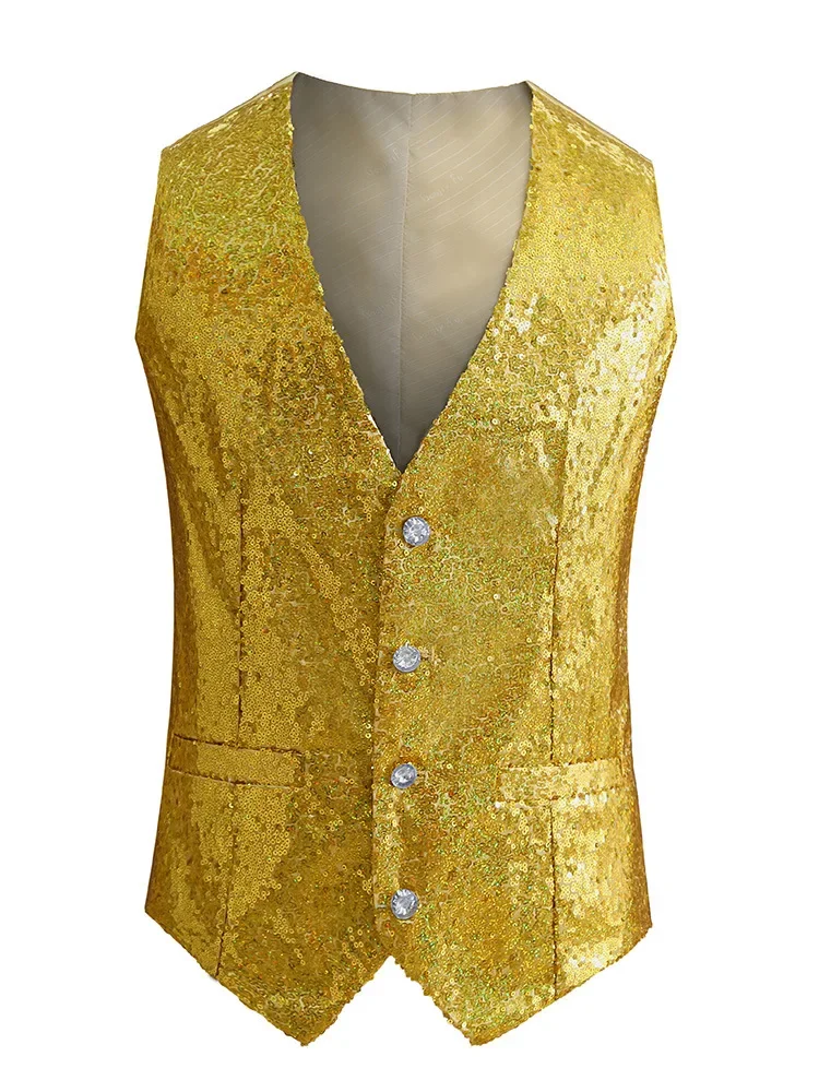 2024 Men\'s Singer Sequined Vest Stage Performance Host Casual Vest