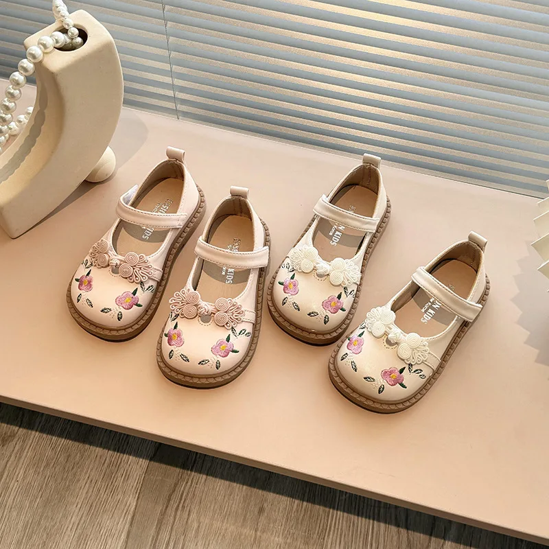 

Children Leather Shoes Girls Fashion Flower Leather Shoes Soft Sole Non-slip Comfortable Flats Size 21-34