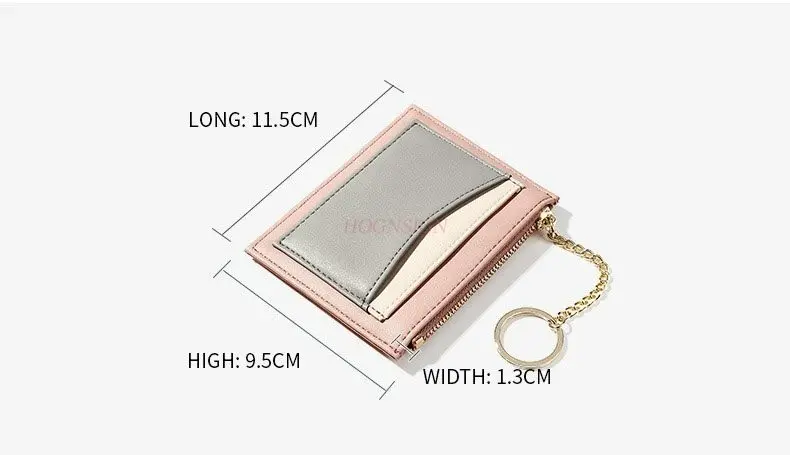 1pcs Student Wallet Ultra Thin Bus Bank Card Bag Fashionable Multi slot Keychain Card Clip