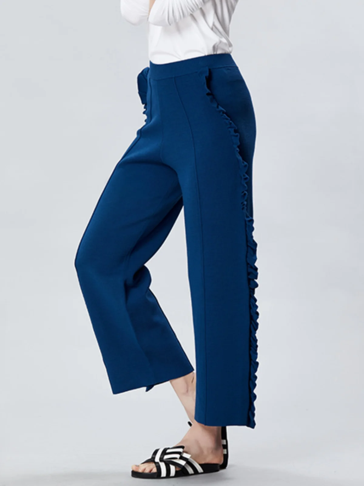 

Alice Knitted Wide Leg Pants Women's Casual Trousers Design Sense Casual Pants Long Length Glue Fiber 72% Other Material 28%