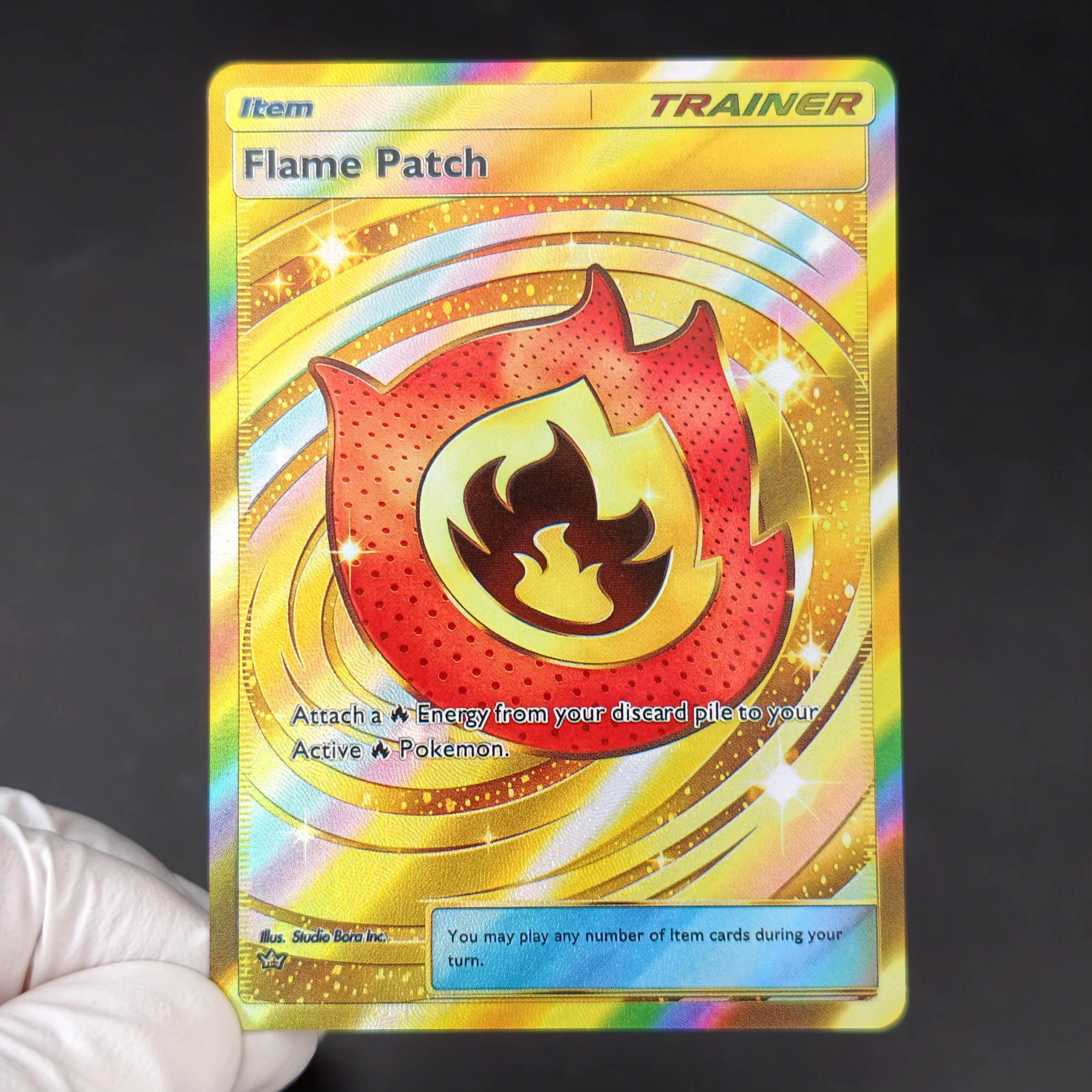 HOT PKM Pocket Gold Flame Patch Klefki Lilligant A2 Expansion Pack Gold Holo Foil Card DIY TCG Advanced Anime Collection Card