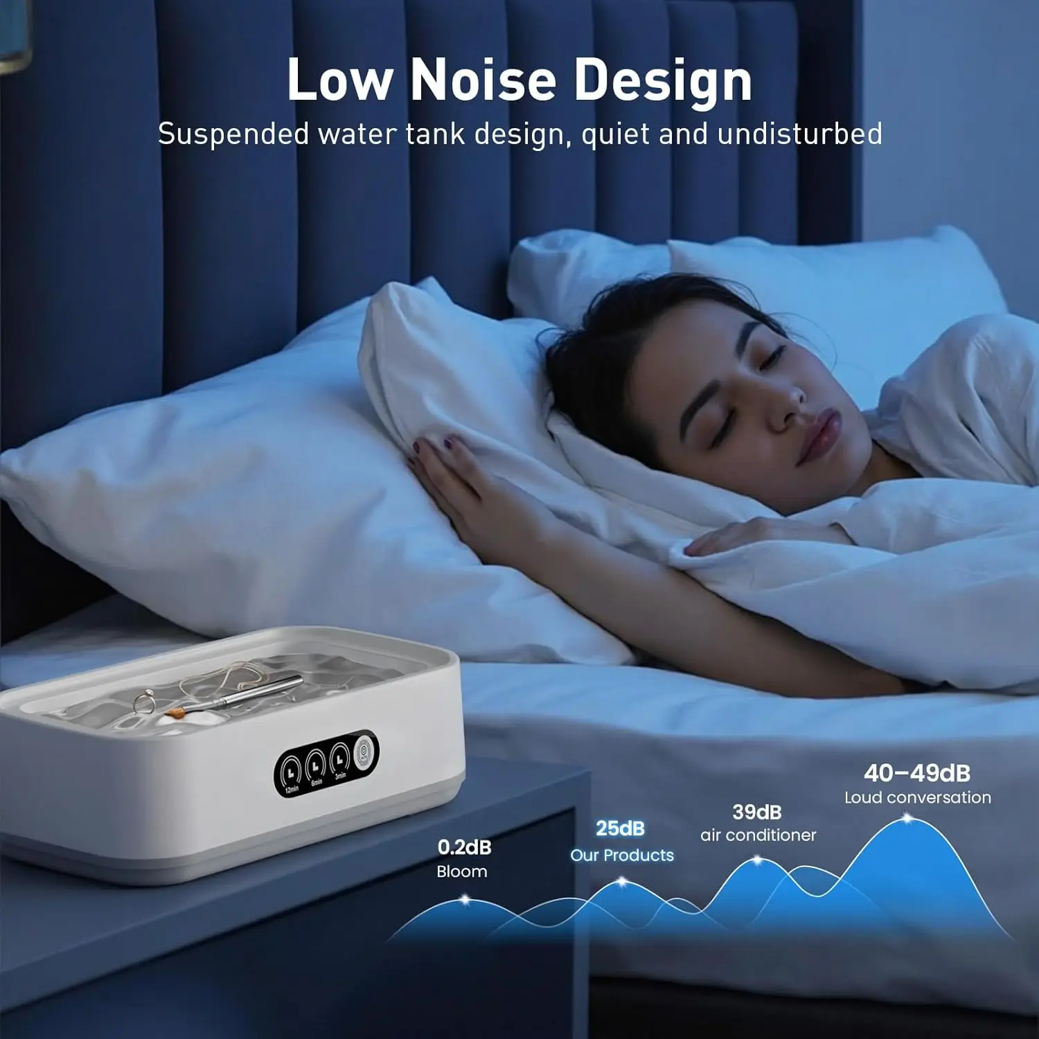 منظف التجنيب بالموجات فوق الصوتية للأسنان: منظف المجوهرات 50 كيلو هرتز آلة التنظيف العميق - جراب تنظيف الأسنان 650 مل لـ D