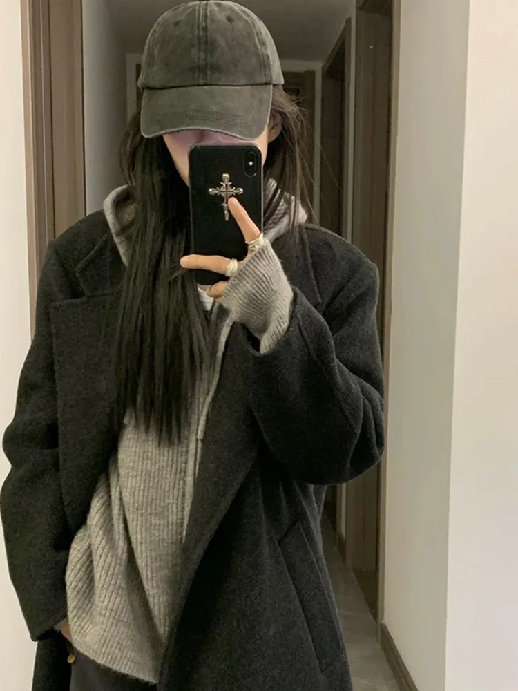 

Korean Sle Zipper Knitted Sweater Women's Autumn New Inner Lazy High-End Feeling Open Cardigan Sweatirt Jaet