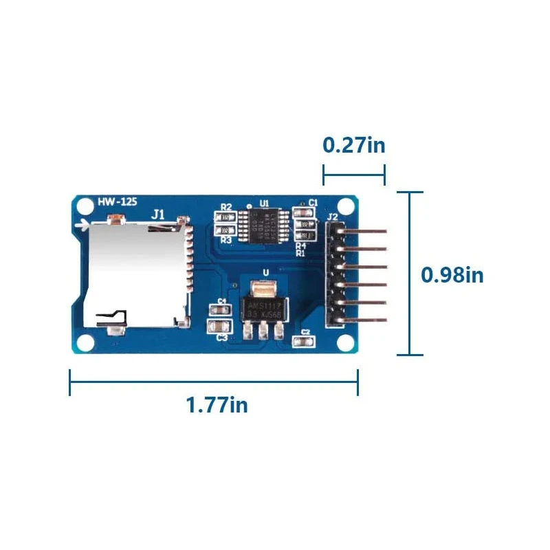 5pcs Micro SD TF Card Adater Reader Module 6Pin SPI Interface Driver Module with chip Level Conversion for Arduino UNO R3 MEGA 2