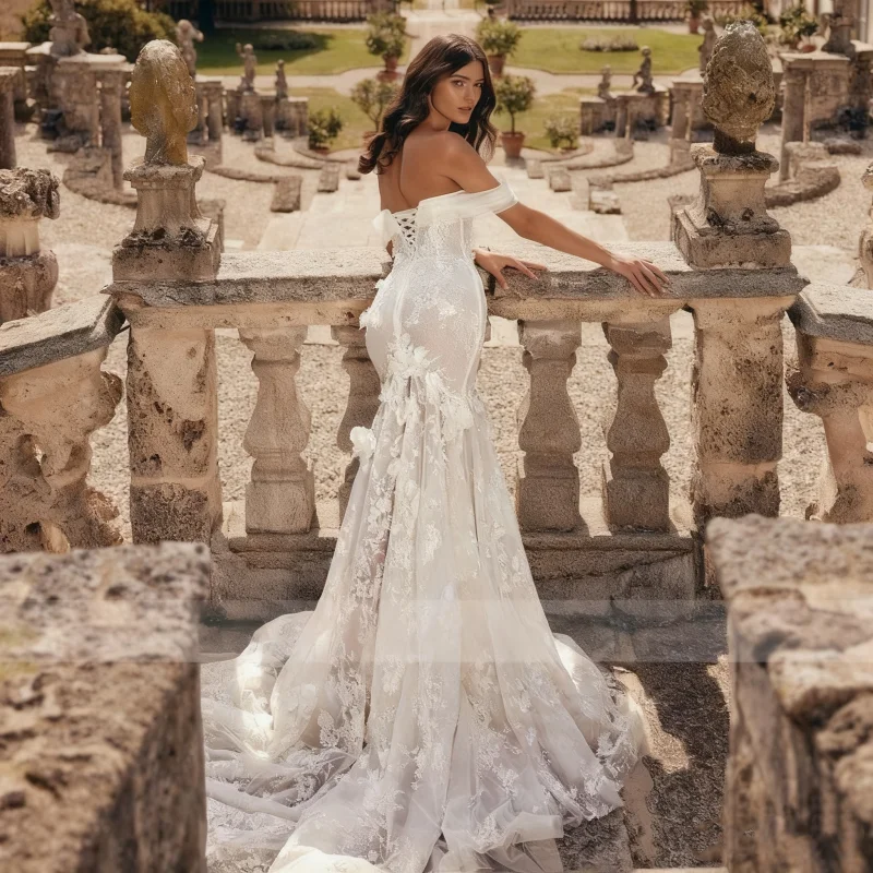 カスタム2026 マーメイドセクシーウェディングドレス スウィートハート オフショルダー ベスティード・デ・ノビア レース刺繍 ヴィンテージ ロブ・デ・マリー