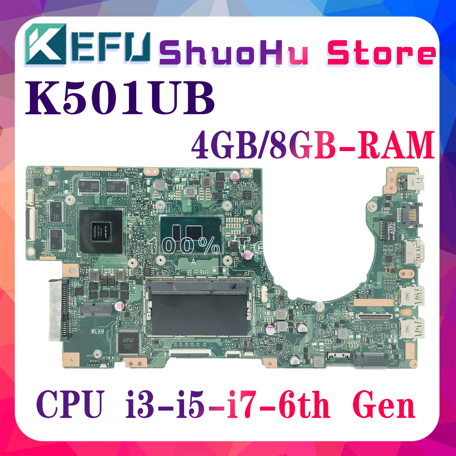 K501UX K501UB Motherboard For ASUS K501UQ K501UXM Laptop mainboard CPU:i3-6100U i5-6200U i7-6500U/6th DDR3 RAM:8GB/4GB 100% Test