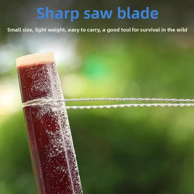 ‌"Stainless Steel Hand-Pulled Wire Rope Saw - Ultra-Thin Survival Tool for Outdoor Camping, Emergency Cutting & Bushcraft"