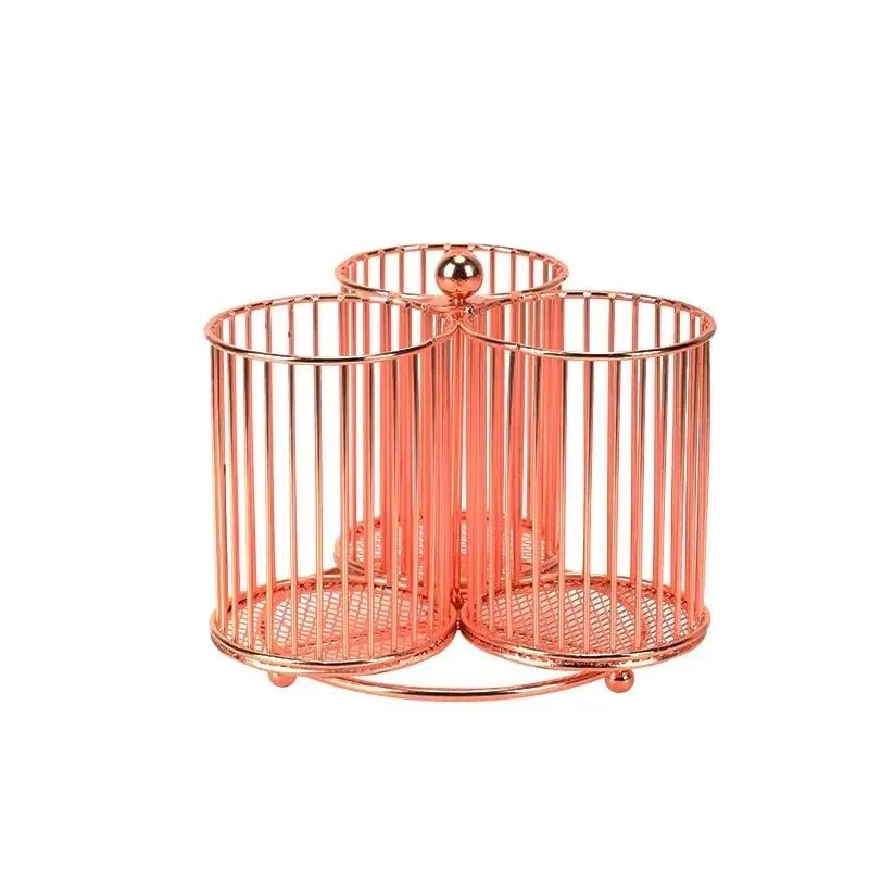 New Multifunctional Metal Pen Holder for Desk Storage Box Round Fashion Pencil Case Rotary Pen Storage Stationery