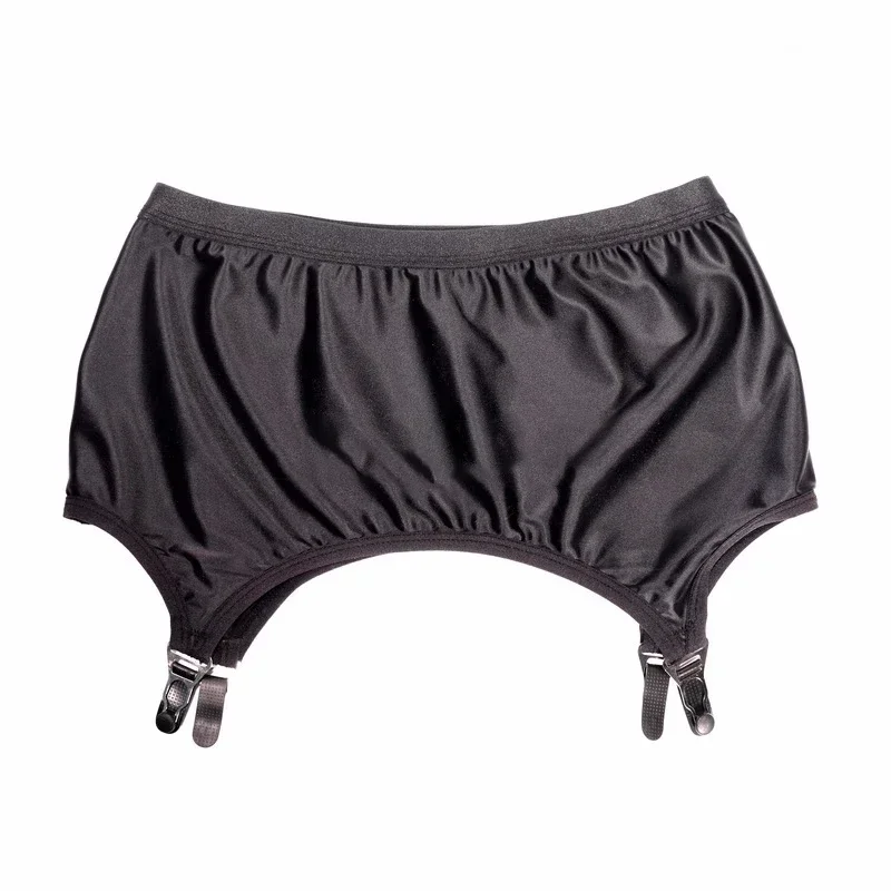 ถุงน่องแบบมีคลิปโลหะสำหรับผู้หญิงเอวสูงสีดำเซ็กซี่สายรัดเข็มขัดเอี๊ยมสำหรับงานปาร์ตี้