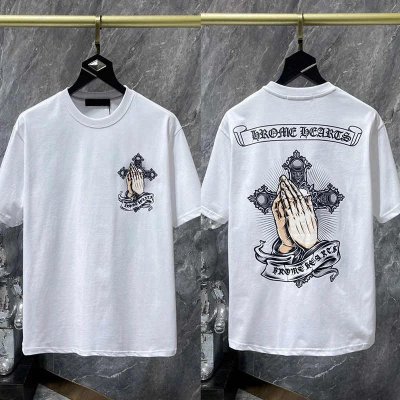 2025 Новая горячая мода, высококачественная брендовая дизайнерская футболка с принтом, летняя хит продаж, высококачественная мужская футболка из чистого хлопка Harajuku