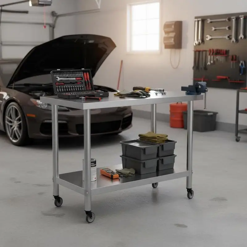 Table de travail de cuisine avec roulettes 80x60x85 cm Inox