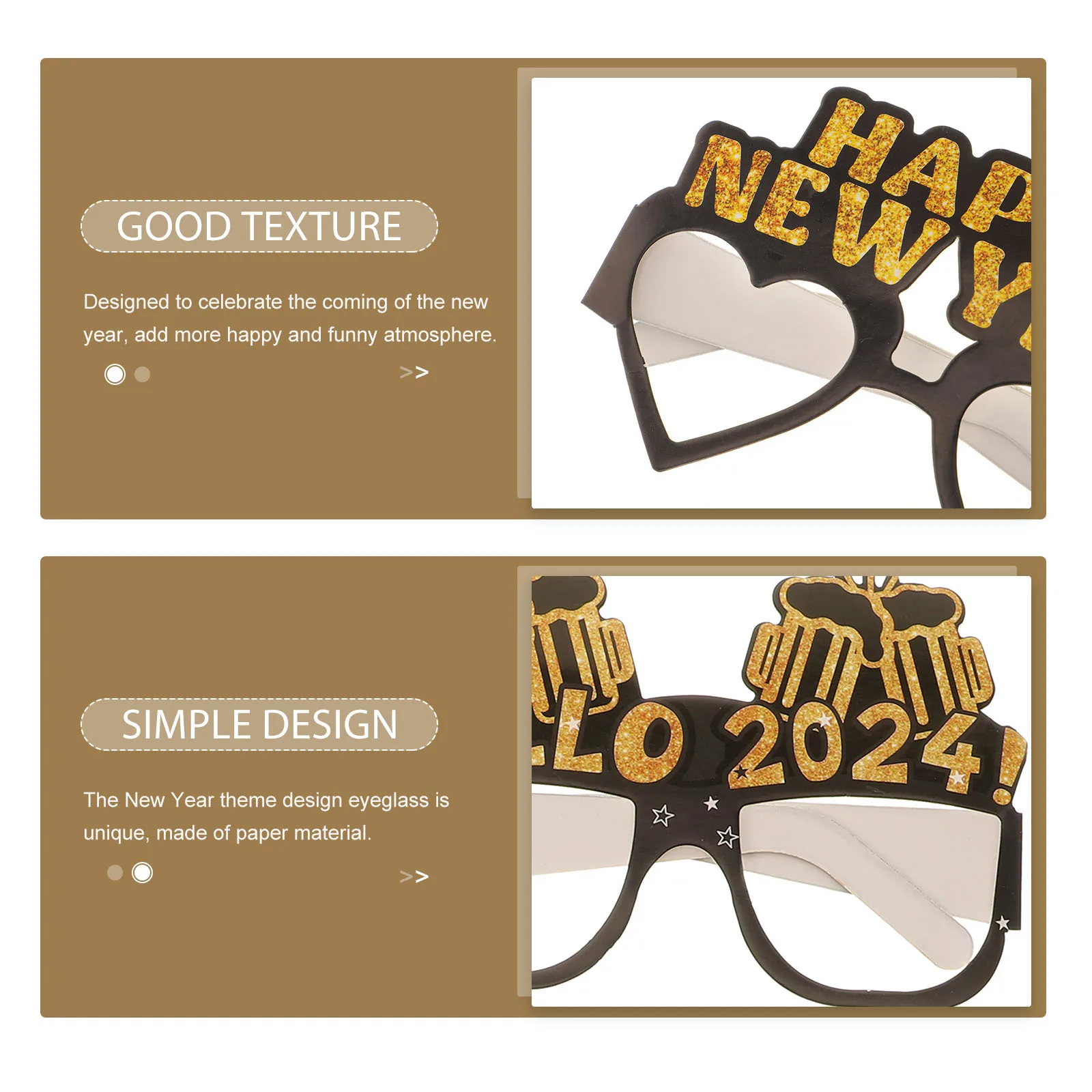 

6Pcs Decorative Glasses Frames 2024 New Year Party Glasses Fun Eyeglasses Props Photo Booth Accessories Celebration Supplies