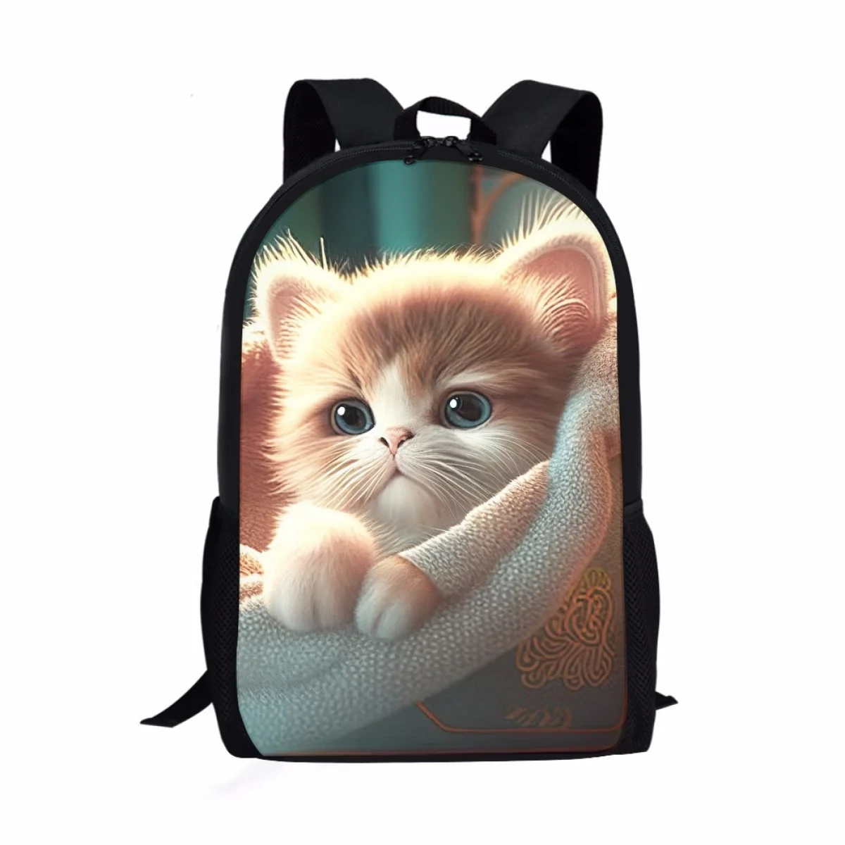 Mochila con estampado 3D de gato de dibujos animados para niños y niñas, bolso escolar de regalo, mochilas informales diarias, mochilas de almacenamiento para adolescentes