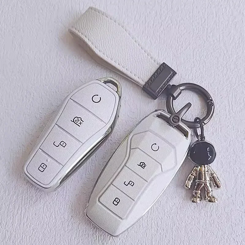 For BYD White TPU Key Case Leather Key Chain Suitability Han EV Qin Pro Song Pro Plus Max Tang Dmi Dolphin Yuan E9 E3