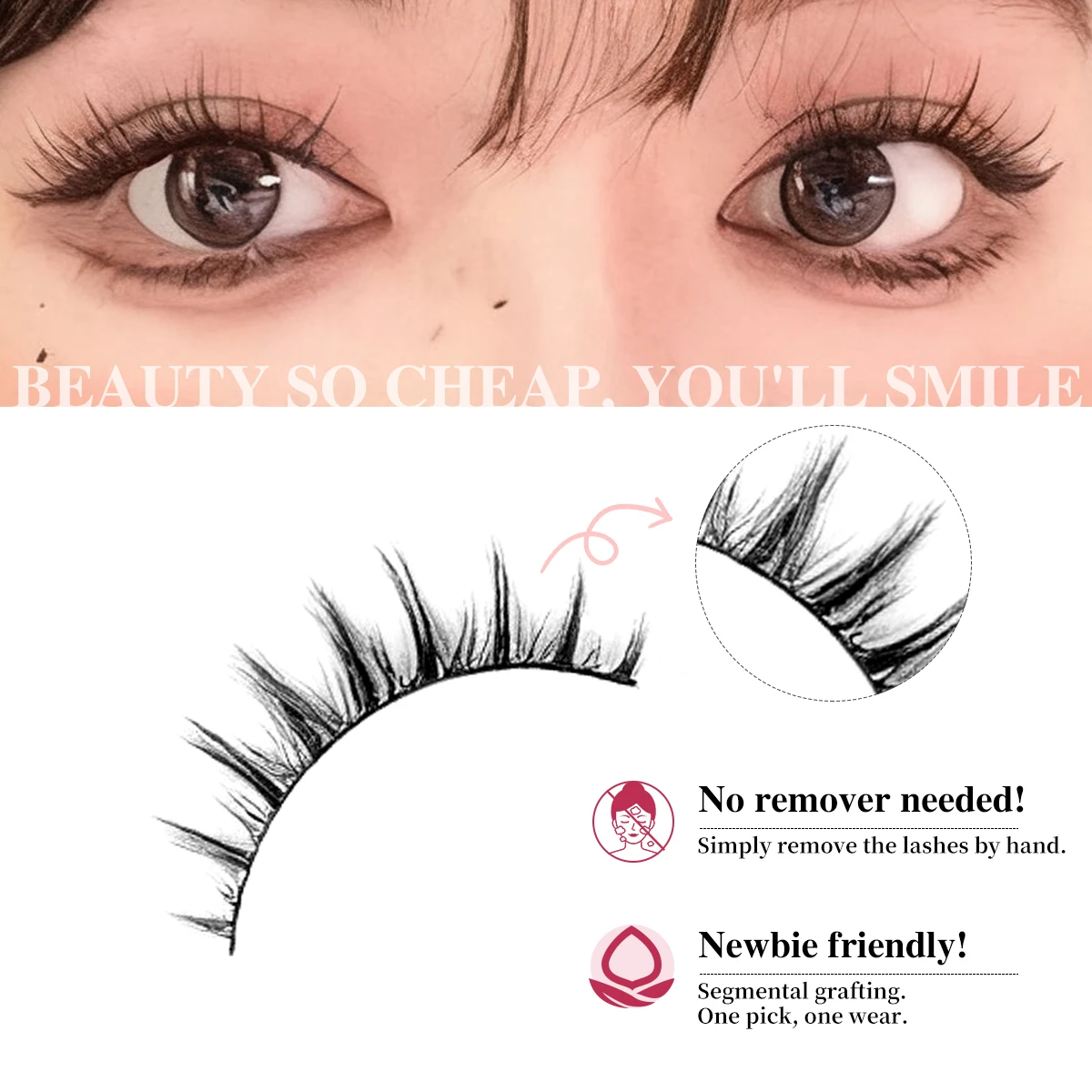 Soft Natural Manga Lashes 5 Pairs Long False Eyelashes Wispy Strip Lashes For Korean Doll Eye Makeup