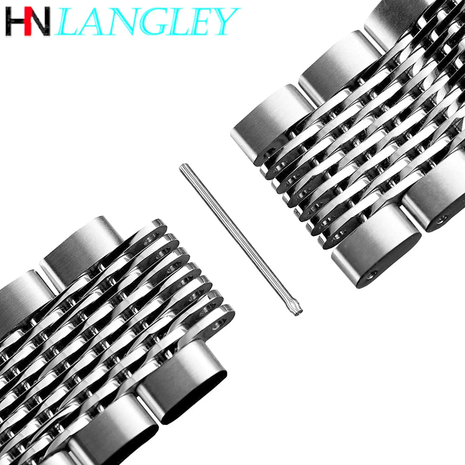 Solid Mesh Stainless Steel Watch Band Bracelets 18mm/20mm/22mm/24mm Diving Watch Straps Deployment Buckle Brushed/Polished Strap