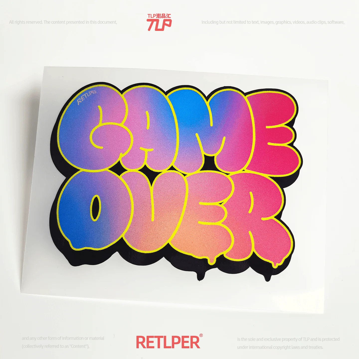 Retlper Reflective Car Stickers Original Game over Hand-Painted Graffiti Text Waterproof Flat Stickers for Cars and Motorcycles