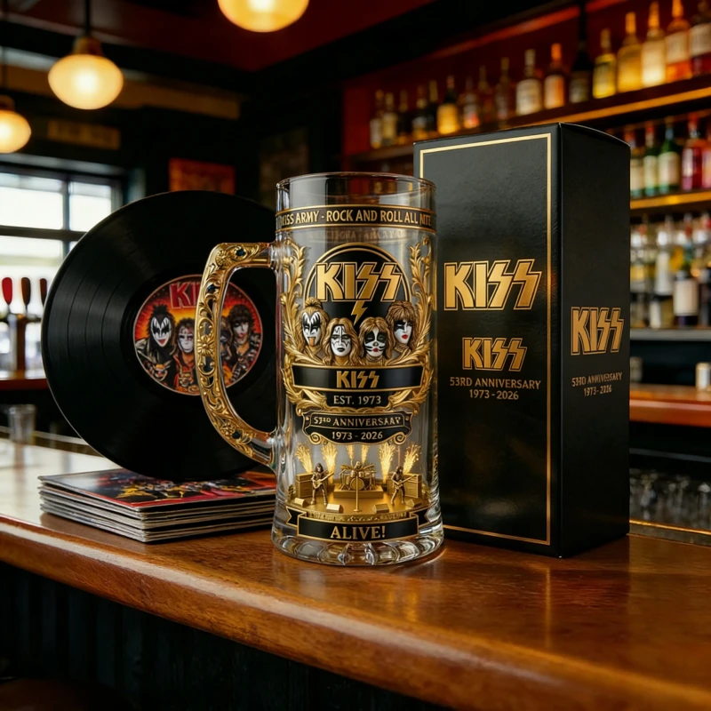 KISS Army Rock And Roll All Nite Beer Mug 53rd Anniversary Glass Tankard
