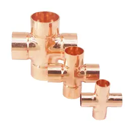 I/D 6.35mm 9.52mm 12.7mm 15mm 16mm 22mm 35mm 42mm 54mm Copper End Feed Cross 4 Ways Pipe Adapter Air Conditioning Refrigeration