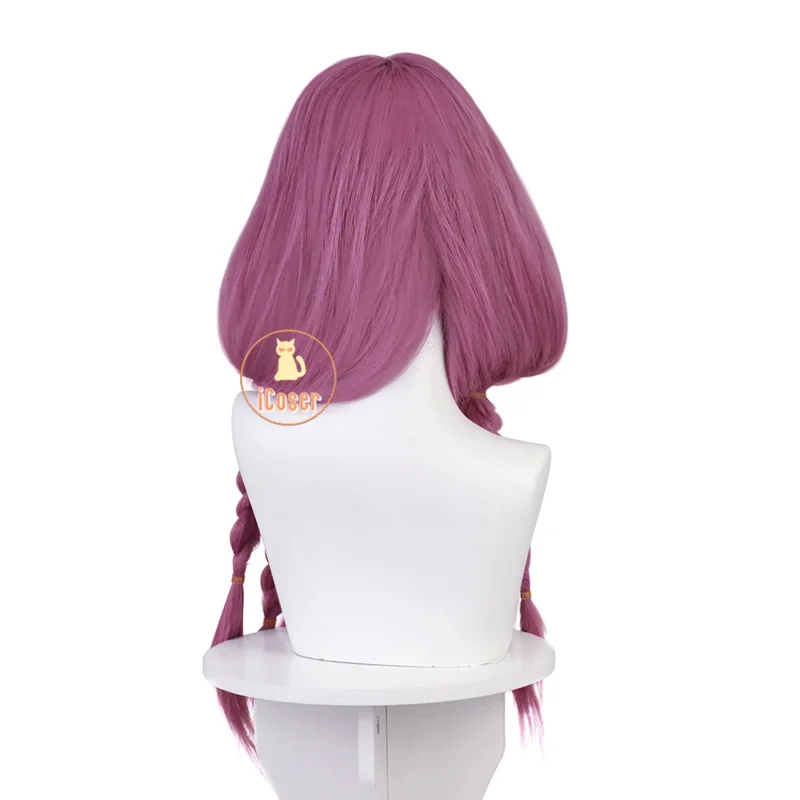 هالة شعر مستعار تأثيري أنيمي فريرين بيوند رحلة نهاية الأرجواني طويل الشعر جديلة أغطية الرأس حفلة الهالوين للنساء الدعائم الإكسسوارات