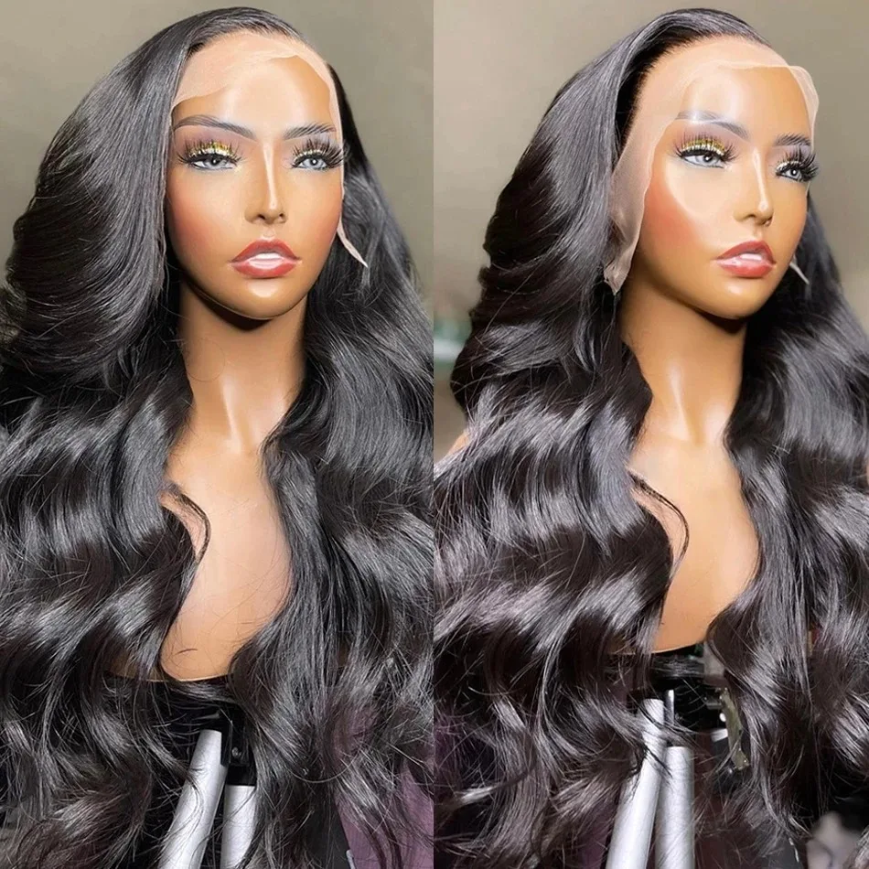 13x6 Lace Frontal Human Hair Wig 30 Inch HD Transparent Body Wave 200 Density 5x5 Glueless Lace Front Wig PrePlucked For Women