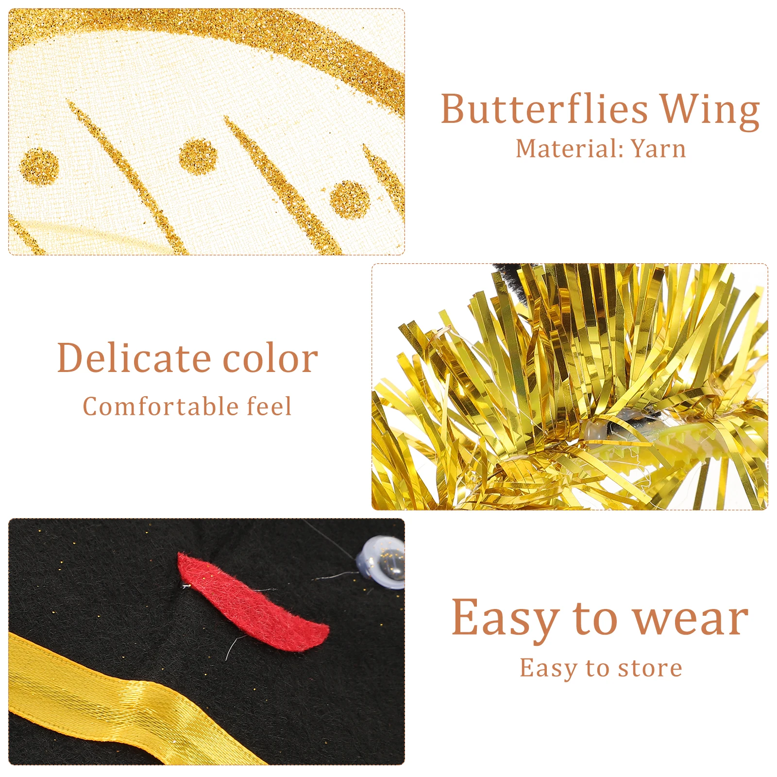 

3pcs Bee Props Yellow Black Wings Headband Wand Kids Costume Dress Up Accessories Honey Bee Outfit Role Play Costumes