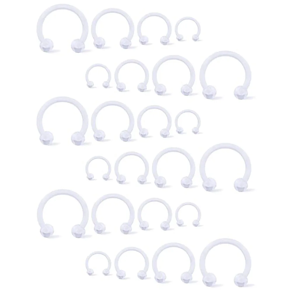 WKOUD 6PCS Bioplastic Clear Horseshoe Piercing 16 Gauge Ball Eyebrow Lobe Labret Earrings Cartilage Jewelry See More Sizes