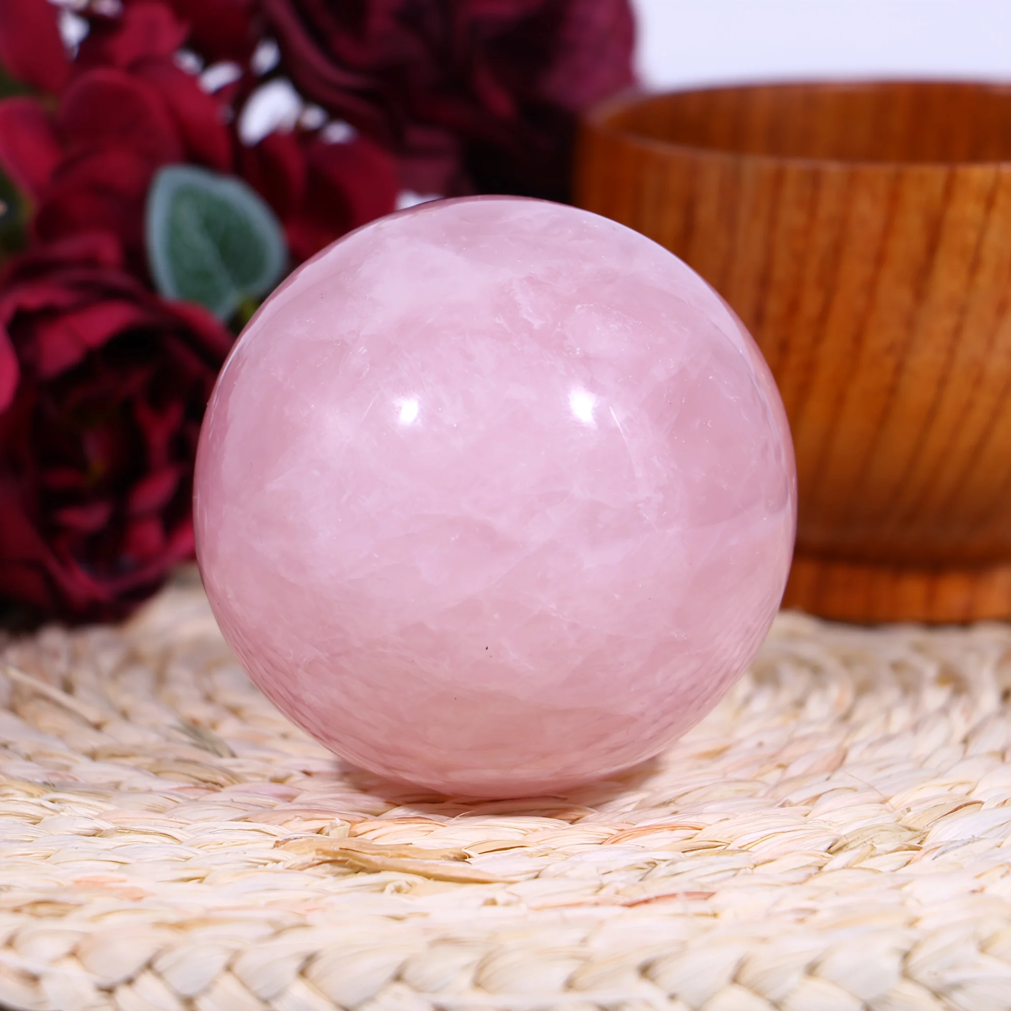 

Natural Rose quartz Sphere, Quartz Crystal Ball Home Office Decoration, Divination, Sphere, Mineral Samples, Crystal Gift 1PC