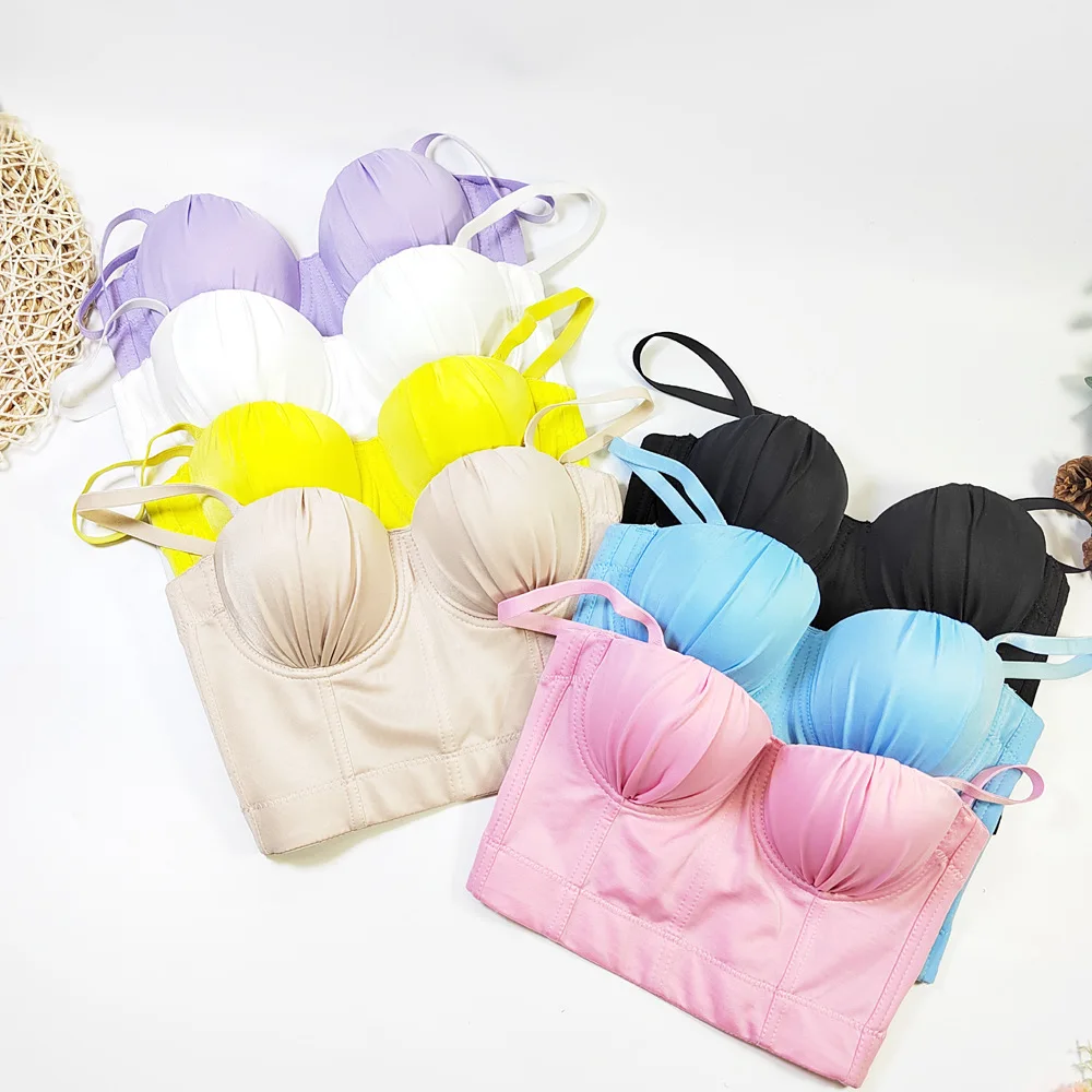 حمالة صدر مخصصة للنساء البالغات مع حمالة مرنة مطوية، حمالة صدر قصيرة مثيرة بدون حمالات على شكل هيكل السمكة ملابس داخلية مثيرة من اللاتكس