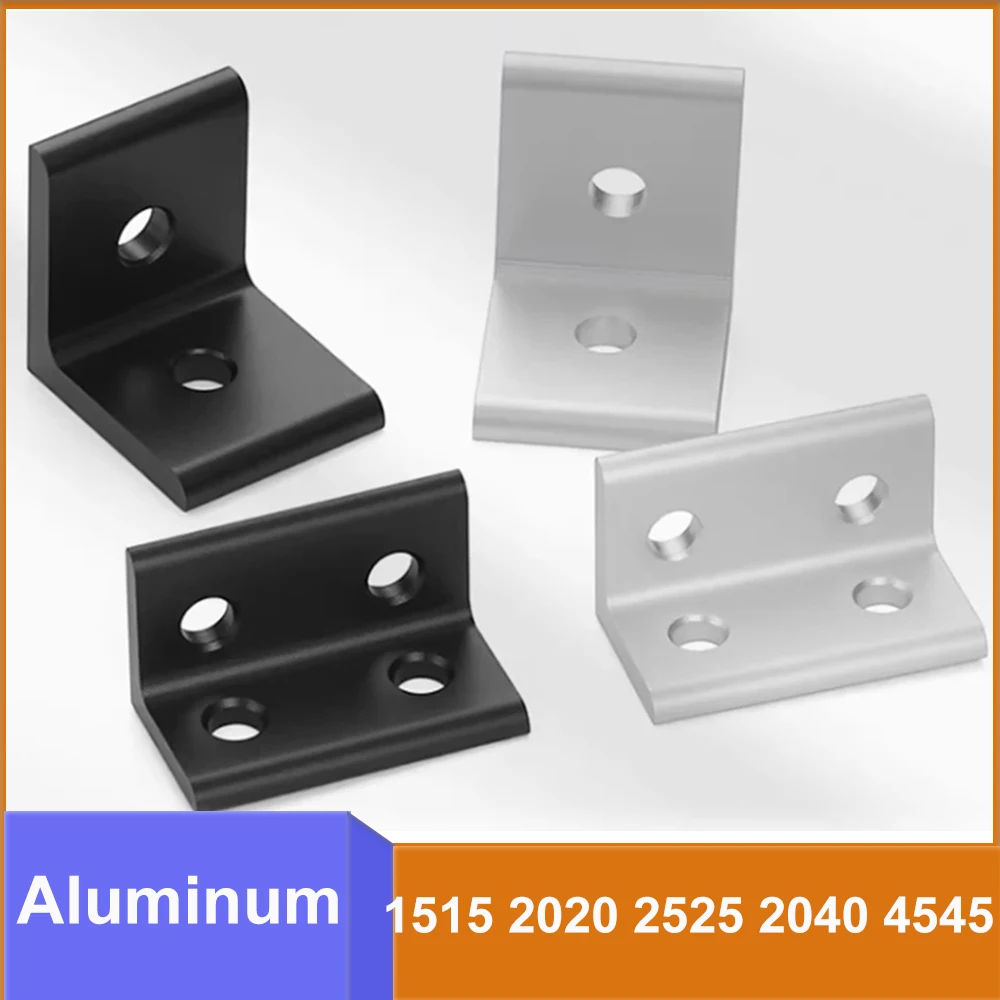 

1Pcs Aluminum Profile 90 Degree Right Angle Corner Bracket Flat Vertical Connector L Type 2/4 Hole 1515 2020 2525 2040 4545