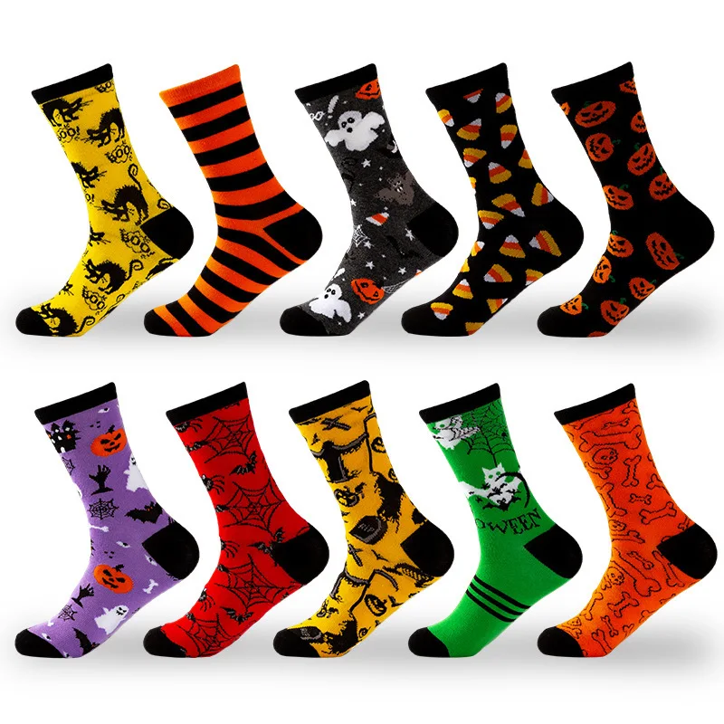 New Halloween Cotton Socks Men Women Fashion Comfortable Mid-tube Socks Skeleton Good-looking Stockings Suitable Daily Wear