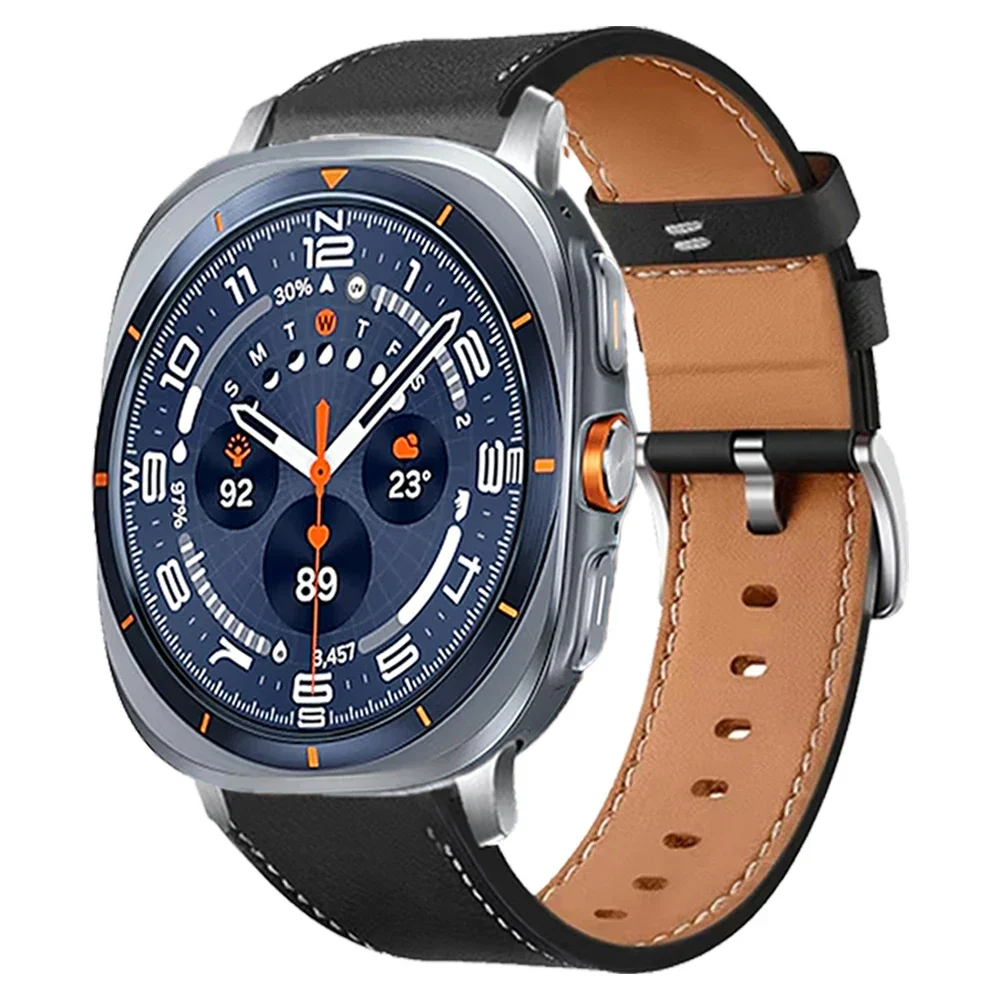 Cinturino da polso in pelle per Samsung Watch Ultra 2025 Bracciale Galaxy Watch 8 40mm 44mm/8 Classic 46mm Uomo Donna Sostituisci cinturino
