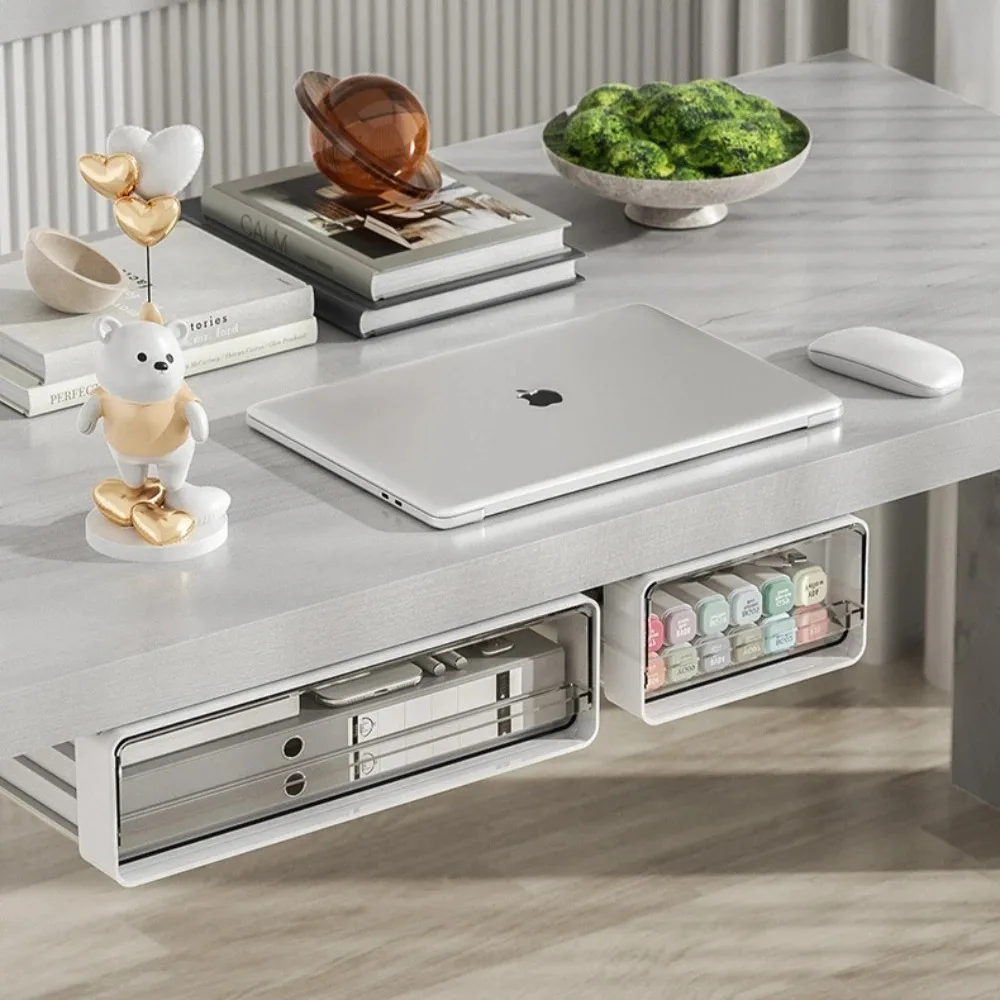 درج شفاف تحت منظم المكتب، مخفي، سعة كبيرة، متين، مريح وغير تالف، صندوق تخزين الطاولة #4