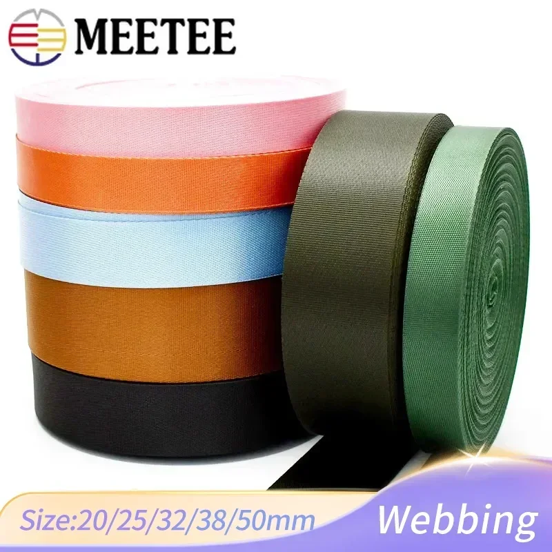 8Meters 20/25/32/38/50mm Webbings Tapes 0.7mm Thick Ribbon Band Backpack Knapsack Bias Binding Seat Belt DIY Sewing Accessories