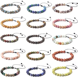 Men Energy Beads Bracelet Adjustable Natural Stone Labradorite Lava Obsidian Chakra Healing String Bracelets For Women Jewelry